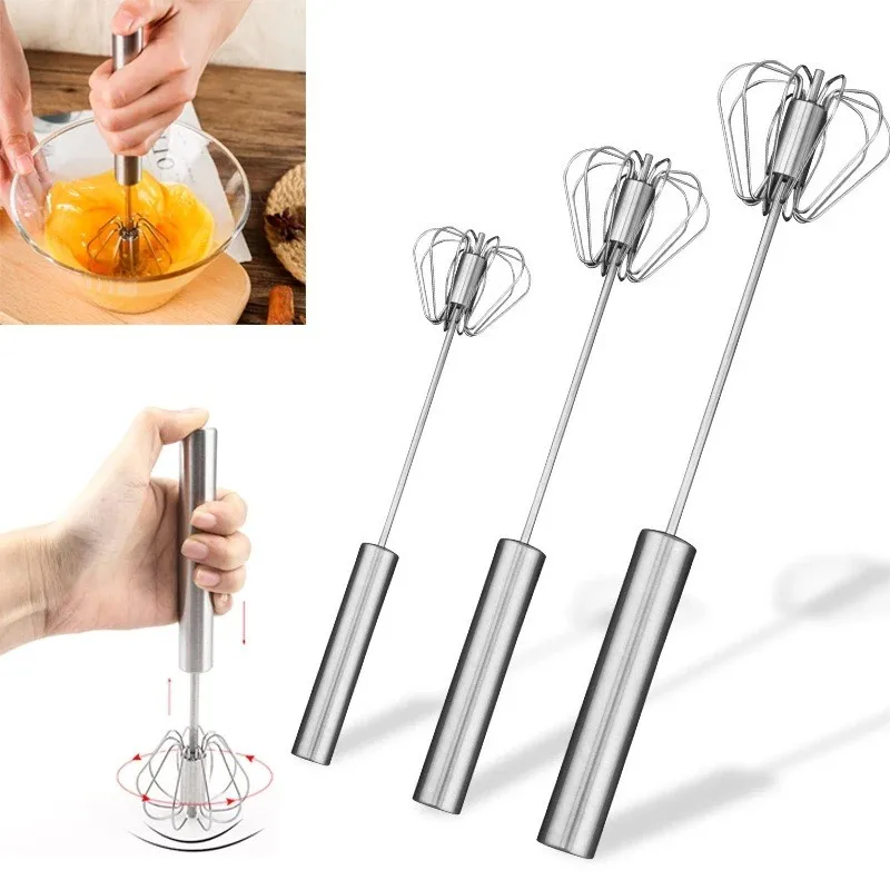 Amazon Hot Sale kitchen Gadgets Stainless Steel whisk Manual Rotary Egg Beater