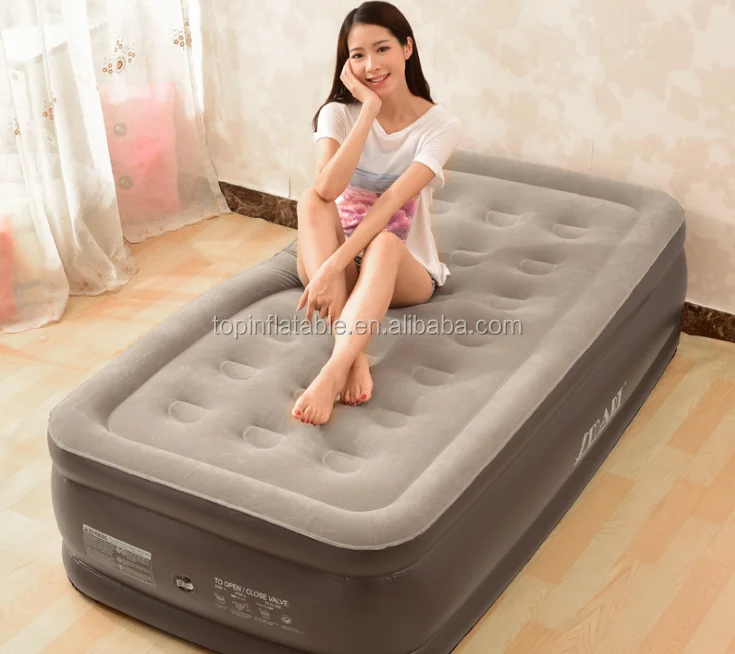 Queen size high raised Air bed with Built- in Pump, auto inflatable mattress with flocked soft surface