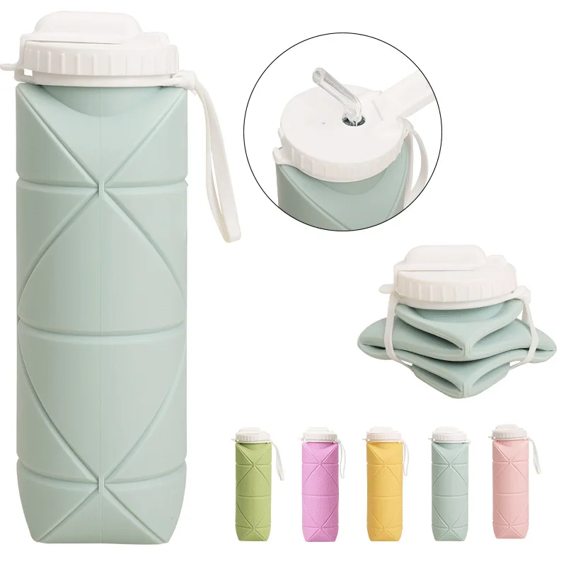 New design 600ml environmental portable folding water bottle collapsible Silicone sport water bottle