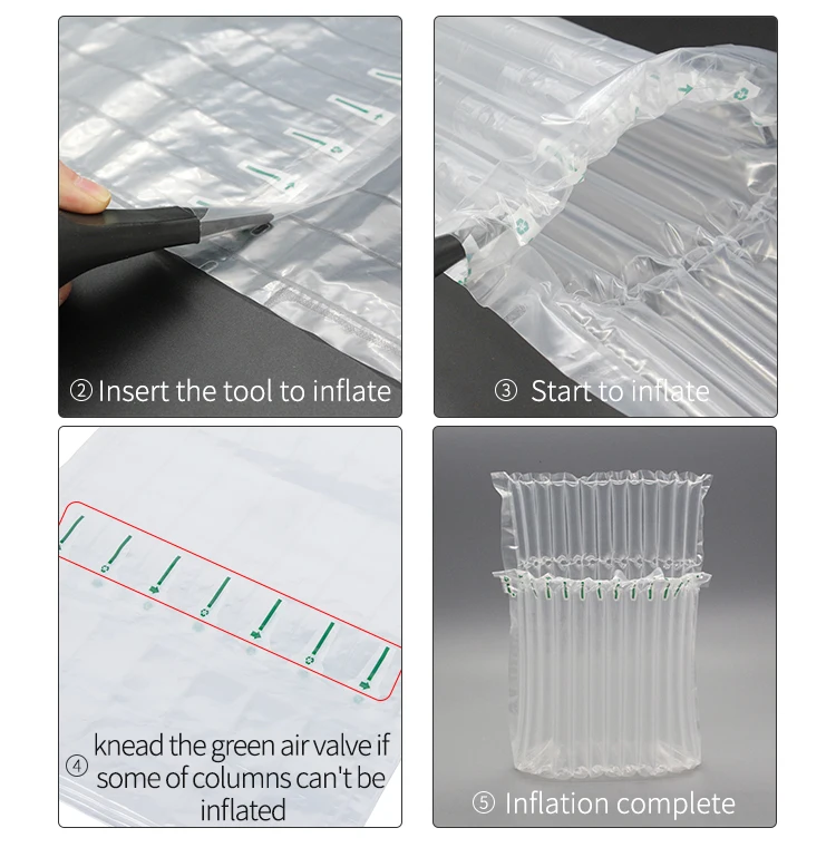Protective plastic material air column bag packing bags for glasswork wine inflatable packing mailing bags