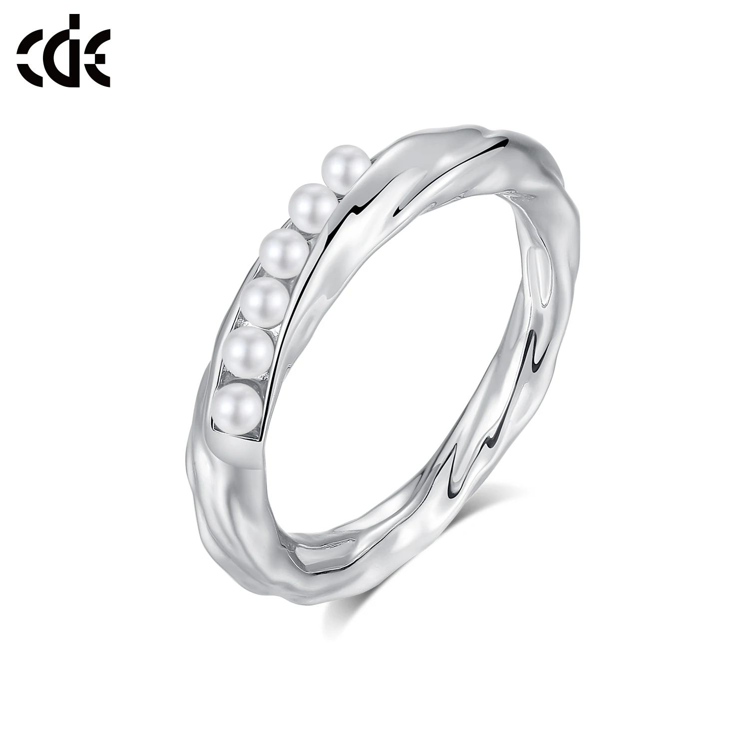 CDE YR0813 925 Sterling Silver Jewelry Wholesale Fresh Water Pearl Women Ring Rhodium Plated Ring