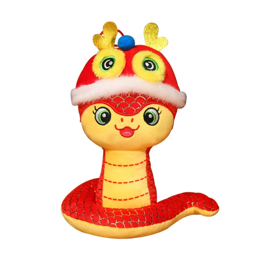 Оптовая продажа год змеи талисман плюшевая игрушка Лев змея украшение для новогодней куклы