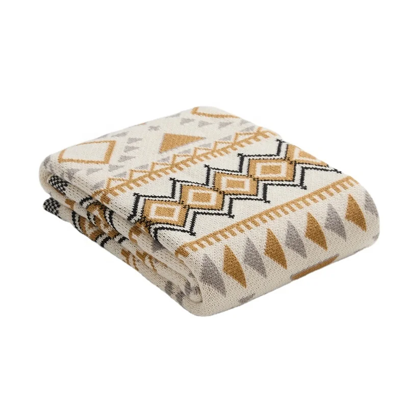 Aztec Navajo Custom Knitted Bohemian Tassel Adult Luxury 100% Acrylic Comfy Vintage Trow Blanket Kids TL
