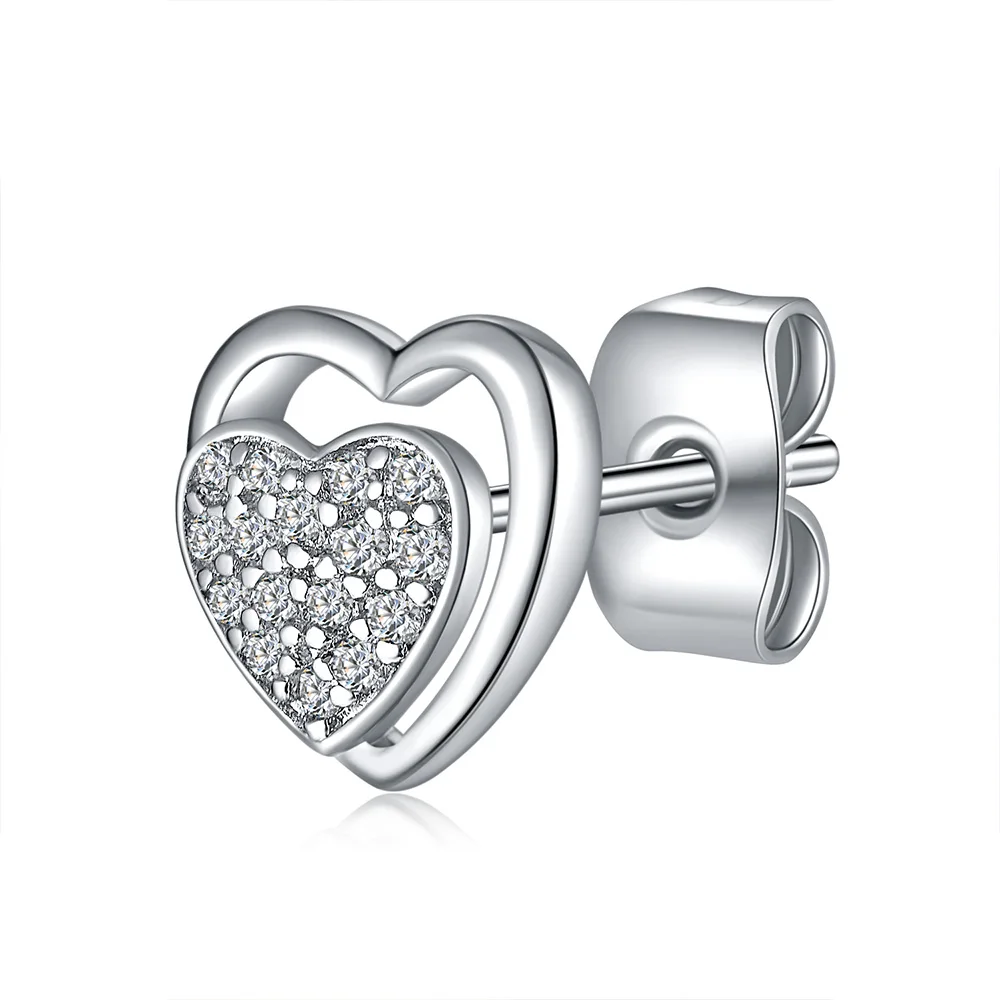 Heart to Heart Minimalist Stud Earrings CZ Zircon Beautiful Trendy Brass Copper Jewelry Ladies Manufactured Korea Lower Price