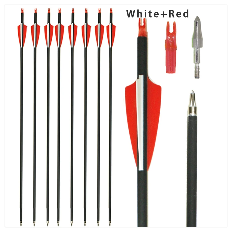 Hunting Archery Carbon Arrows with 100 Grain Removable Tips for Archery Compound & Recurve & Traditional Bow Practice Shooting