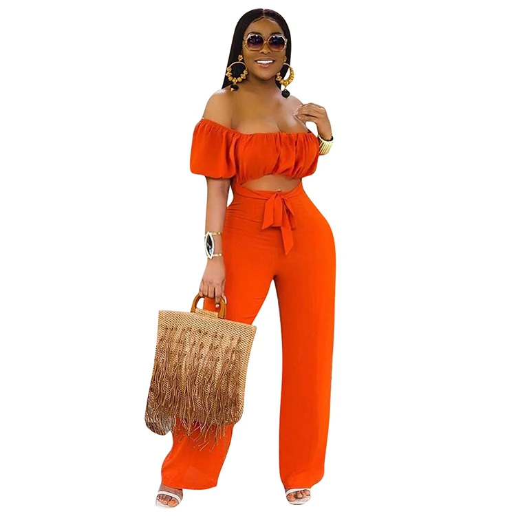 
Solid Color Open Back One-Shoulder One-Piece Casual Wide-Leg Pants Set 