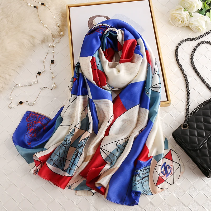 Factory Direct 2022 New Style Fashion High Quality 90*180cm  silk head satin polyester scarf shawl hijab