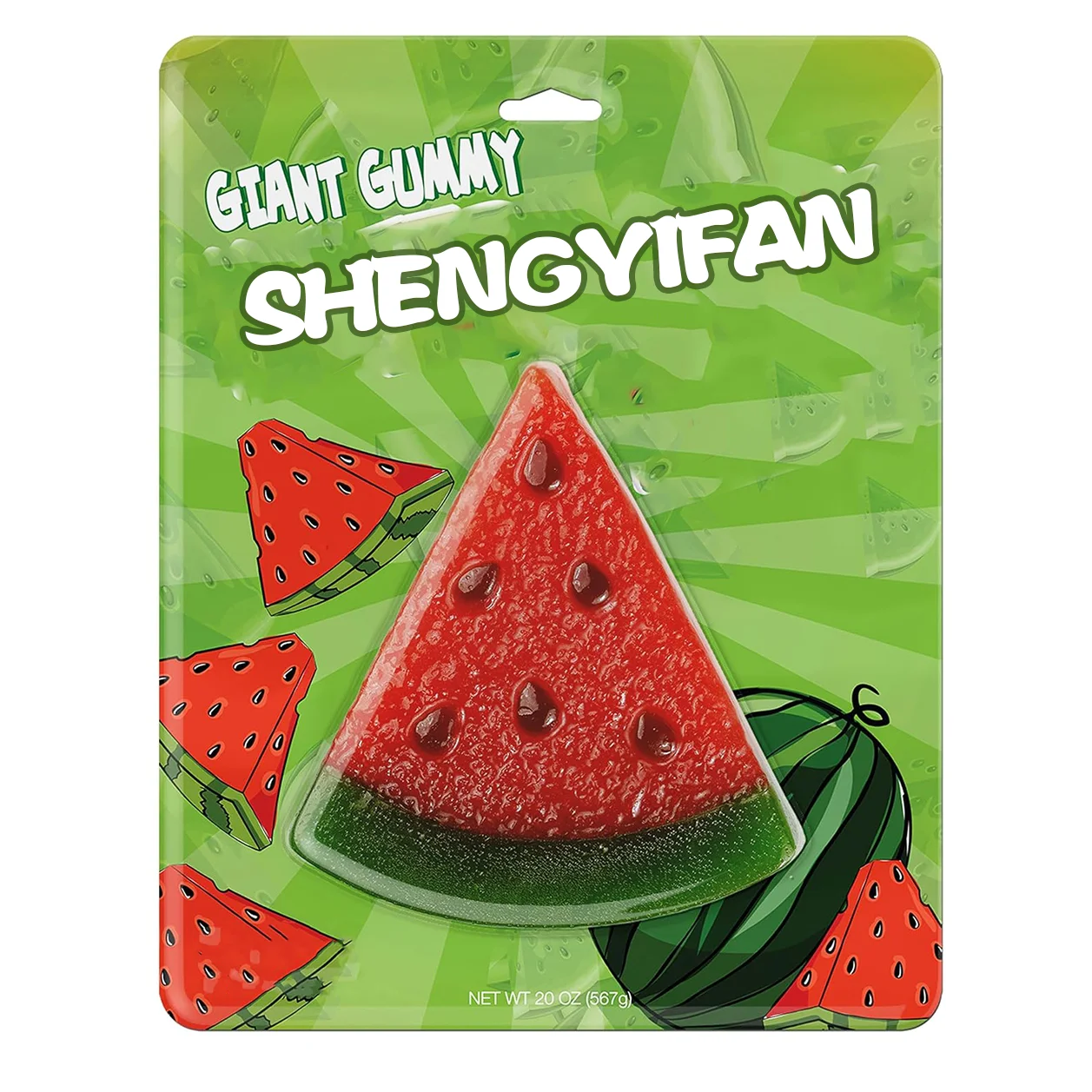 Halal kosher certificate wholesale multicolor High quality Watermelon shape giant pectin gummy candy