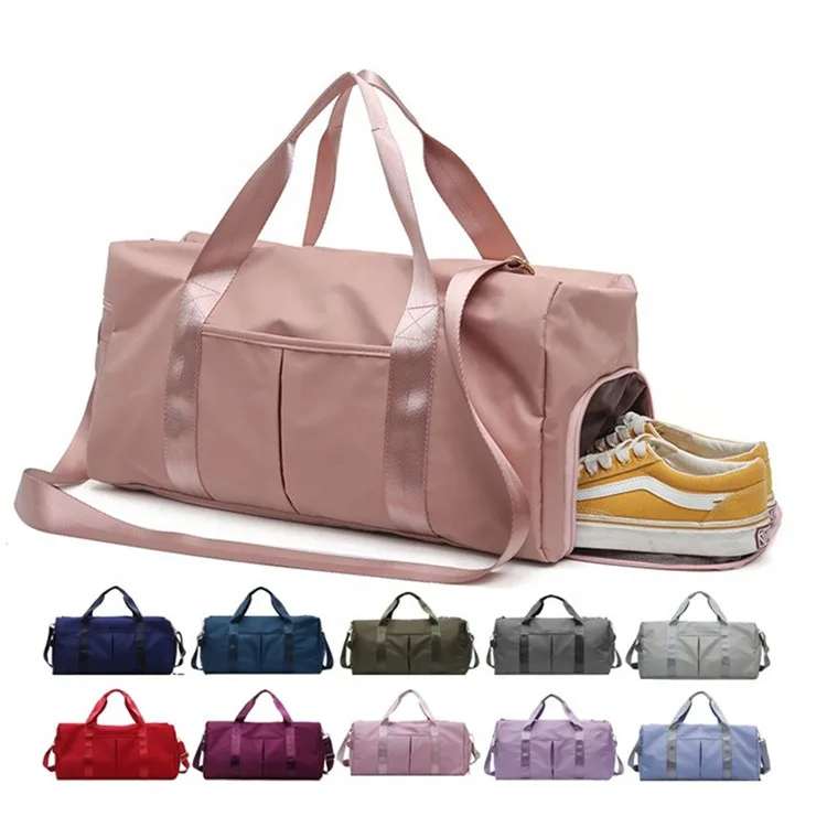 
Sport Gym Bag Pink Waterproof Tote Travel Duffel with Wet Dry Separation Shoe Compartment 