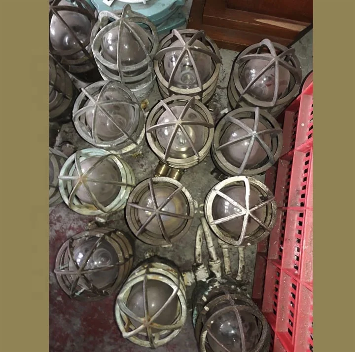 Antique Wiska Brass Ceiling Light Cargo Ships Passage Way Brass Light Bangladesh Ship Yard