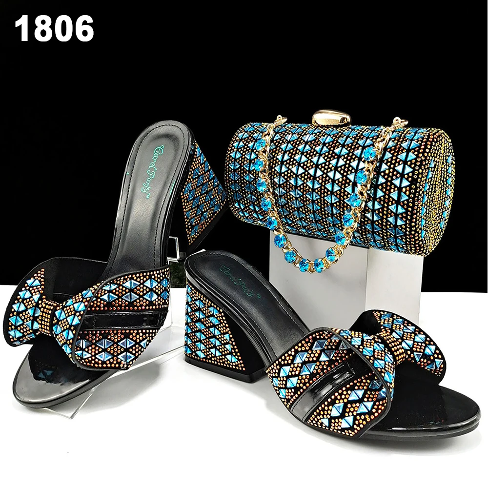 High Quality Shoes And Bag Set With Stones Women Party Evening Shoes And Bag