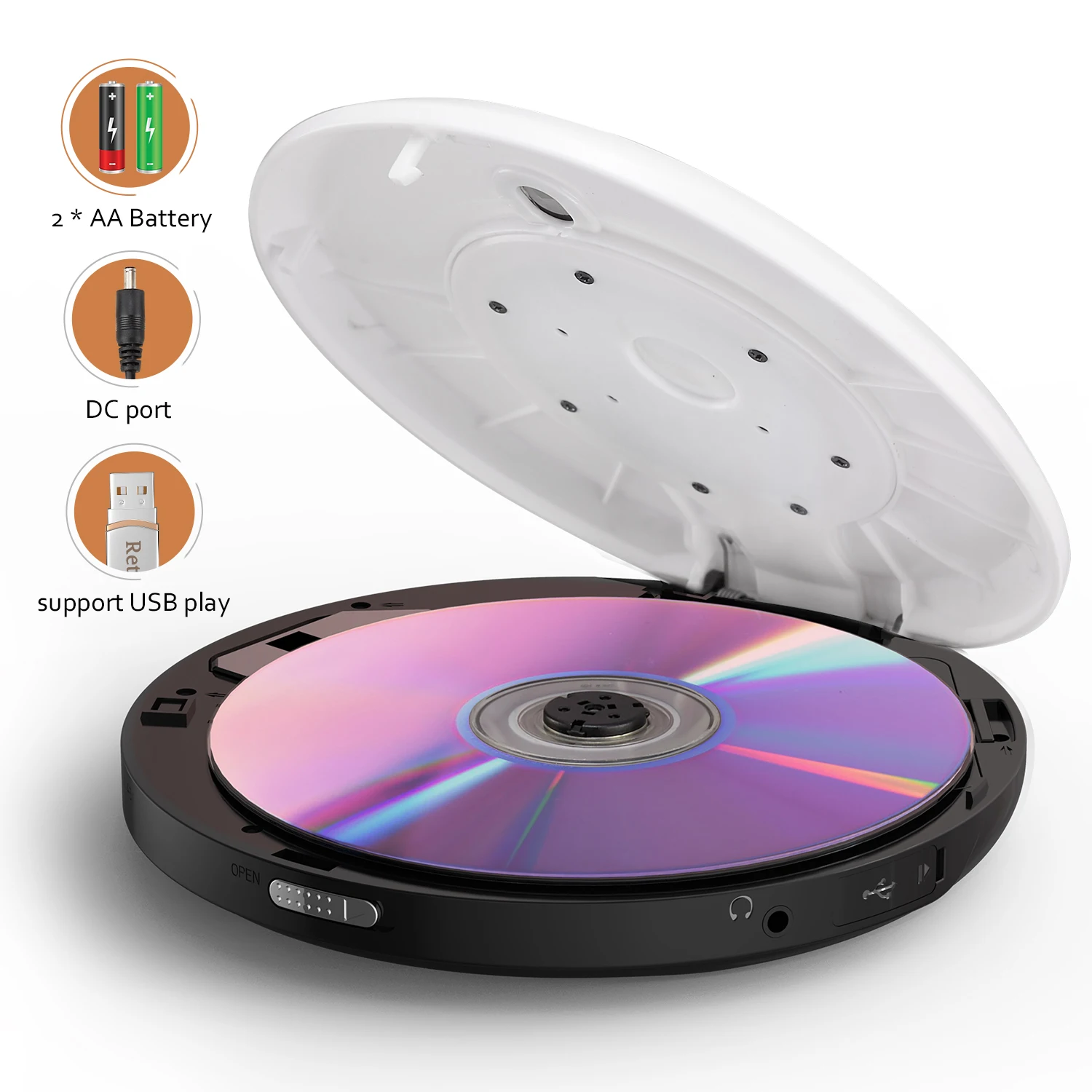 
Portable Personal CD player Discman CD/MP3 music audio player with FM/ DAB radio 