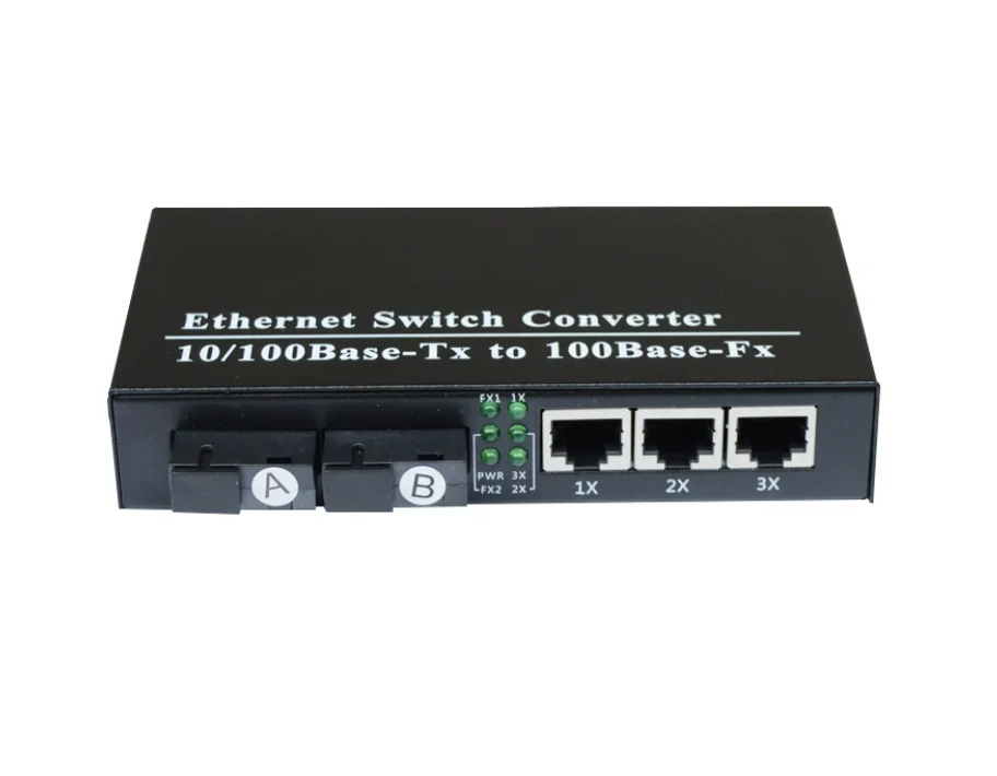 10/100 Мбит/с 2 волокно SC порта + 3 знака после RJ-45 портовый коммутатор волоконно-оптический аудио-видео конвертер 100 м