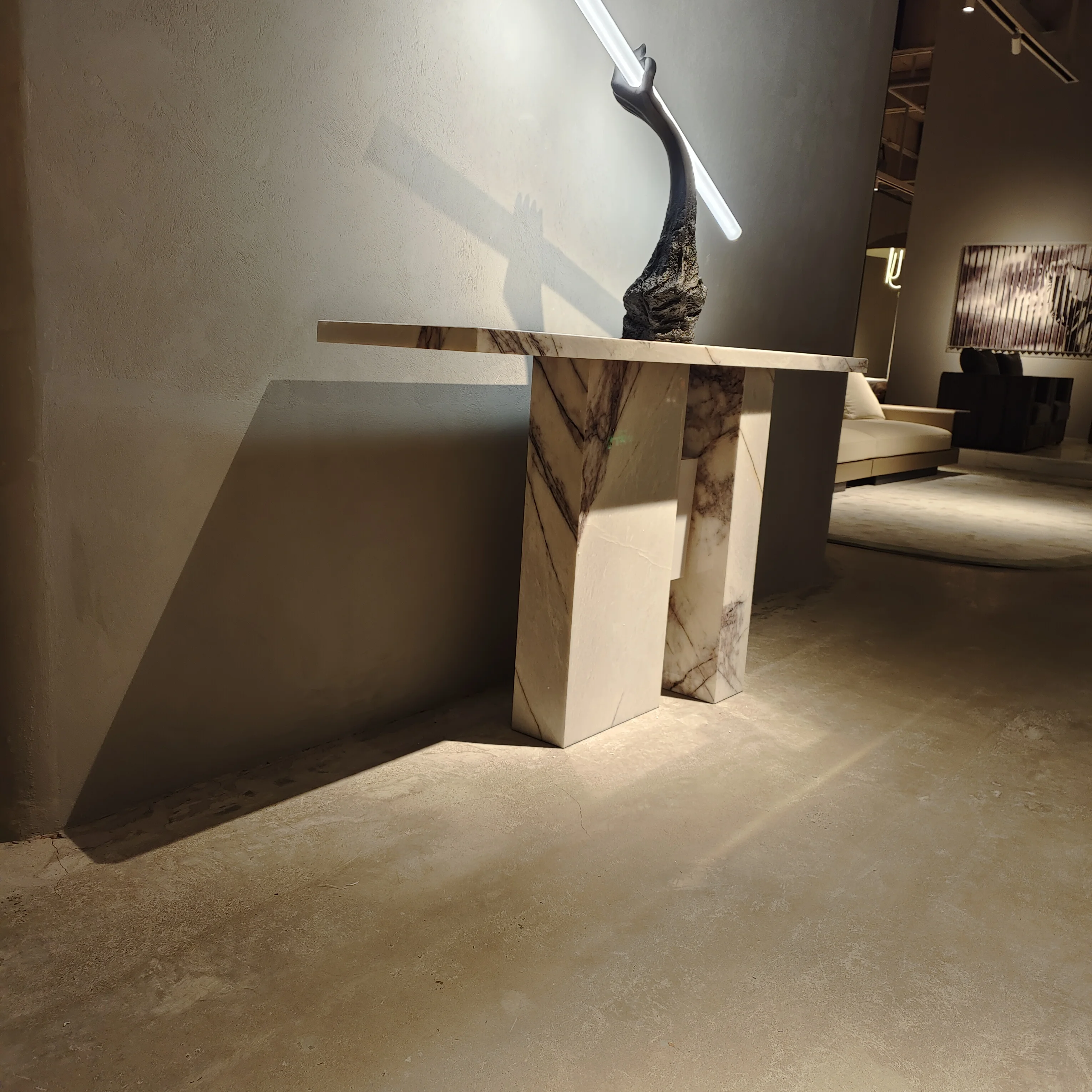 Hallway rectangular design led insert marble console table 150 cm more marble colors available console table for living room