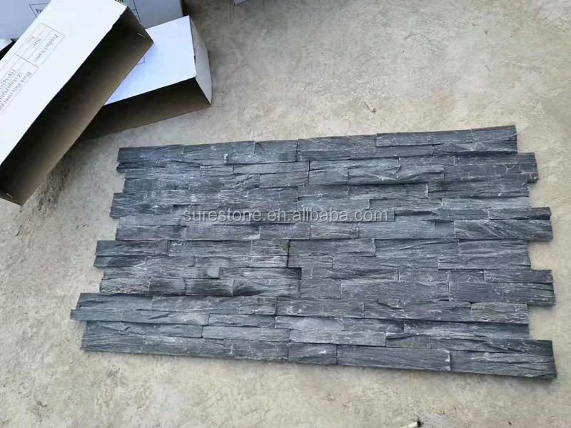 Split rough surface finishing natural black slate wall cladding stone veneer