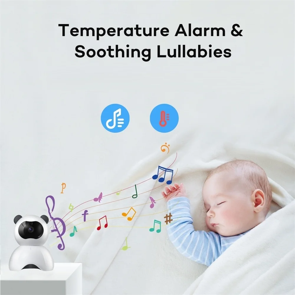 SONIX RTOS Low Power Consumption Long Battery Life Crying Alarm Lullabies VOX Mode Full HD 720P 1080P Baby Monitor with Camera