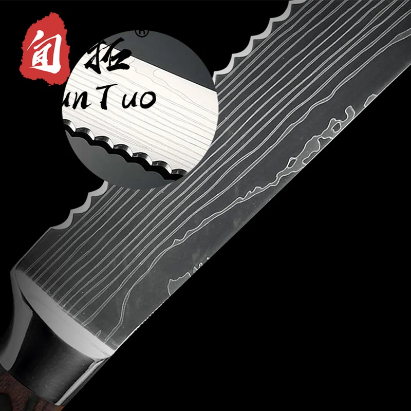 10 pcs chef knife set with japanese vg10 super steel core double edge blade spearfishing fish filet bonning knife