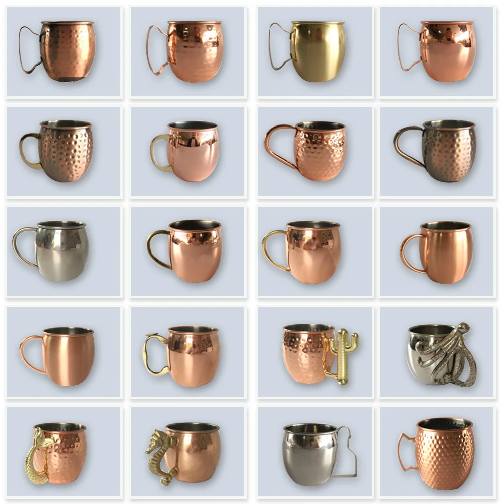 High quality manufacturer unique customized colors Moscow mule copper mug with straw and logo