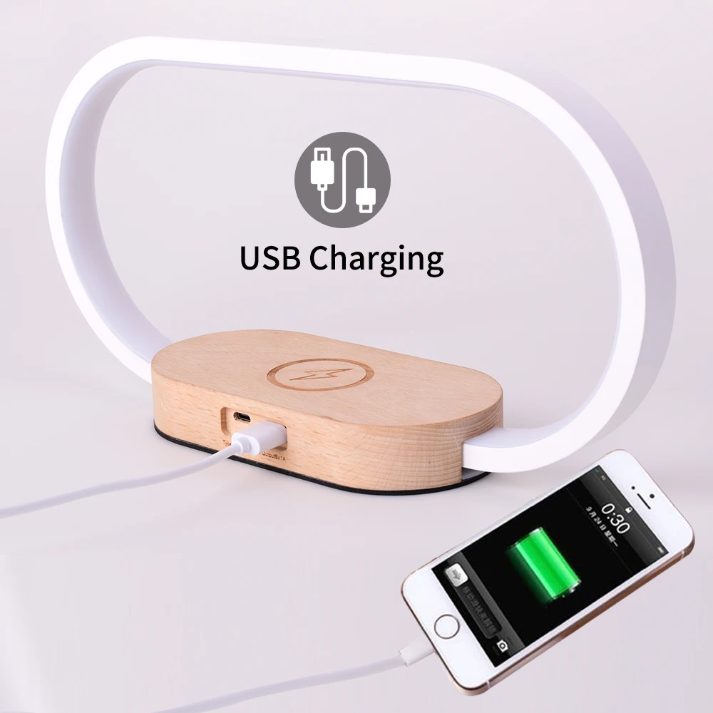 NEW 2023 New Product Wooden Lamp With Wireless Charging Time Display Bedside Night Light