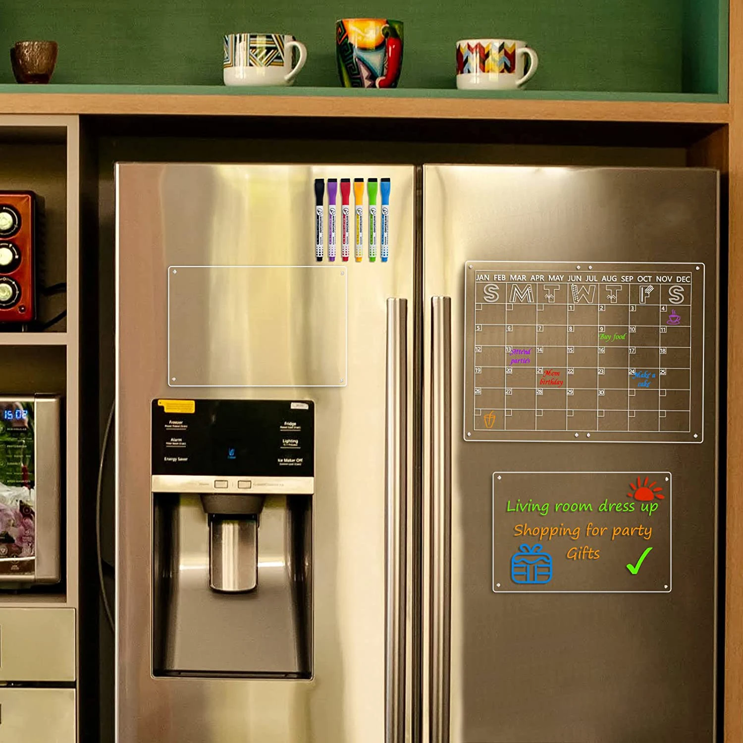 custom single sided planner whiteboards refrigerator 3 set pink acrylic perpetual calendar magnets acrylic for wall