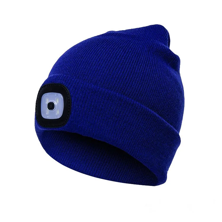 three speed dimming night outdoor sports knitted hat LED headlamp acrylic knitted beanie hat