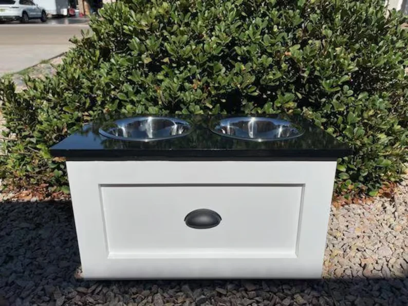 202407 New Age Pet   2 Bowl Dog Feeding Station Raised Elevated Dog Feeder Dog Feeding Station with Drawer