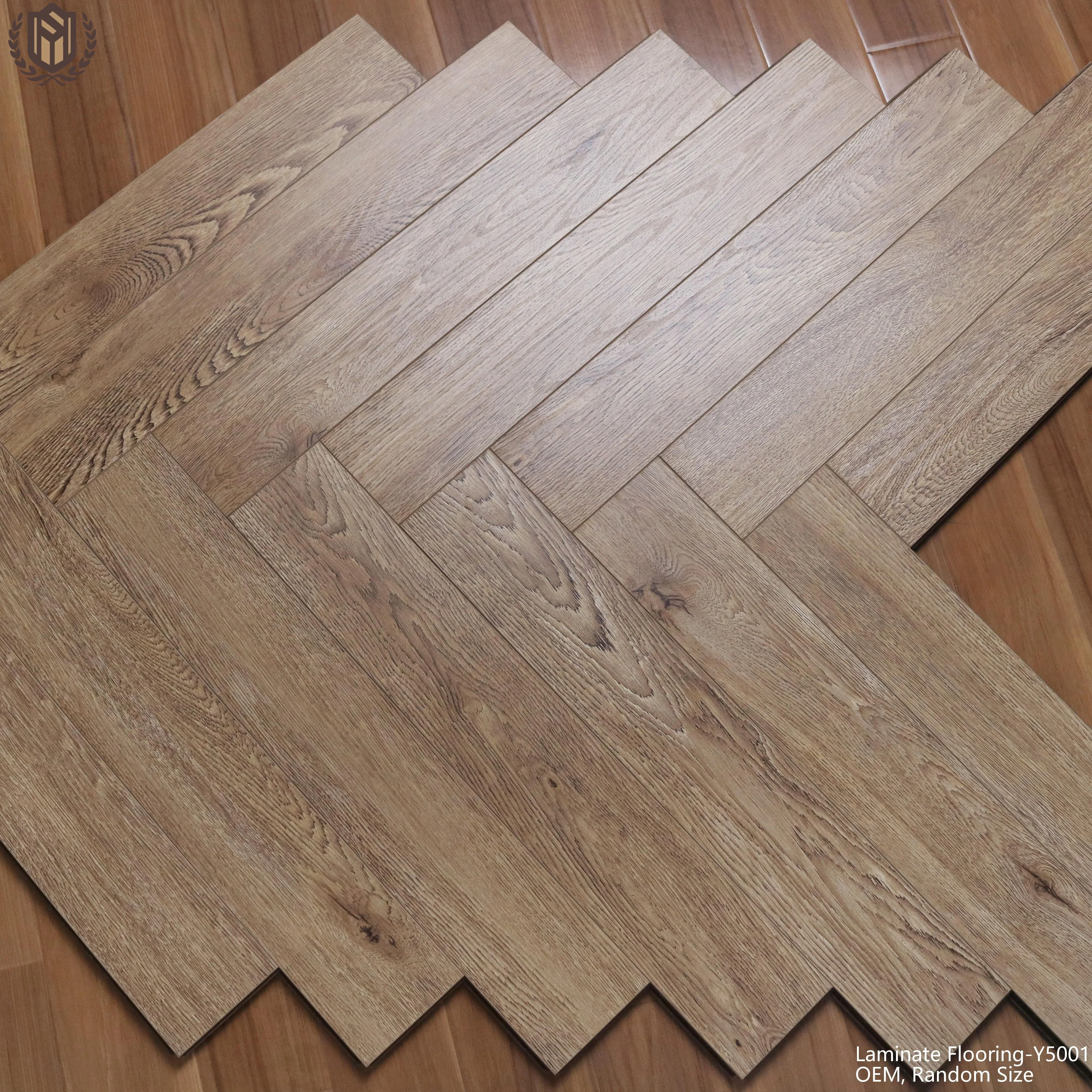 HDF Waterproof 12mm Flooring Sale Wood Technics Style Surface Graphic Modern Office Technical Wear Hotel Color Design Support