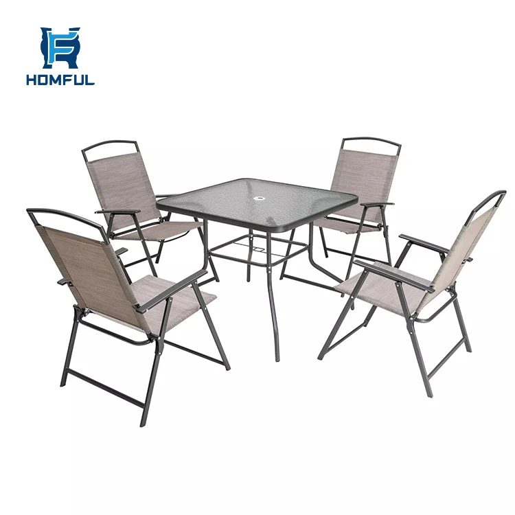 HOMFUL Waterproof Outdoor Garden Furniture Set Folding Table Outdoor Dining Sets Garden Set