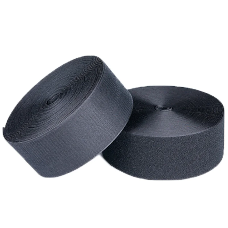 Adhesive Black Fabric Hook And Loop Strap Reusable Nylon Hook Loop