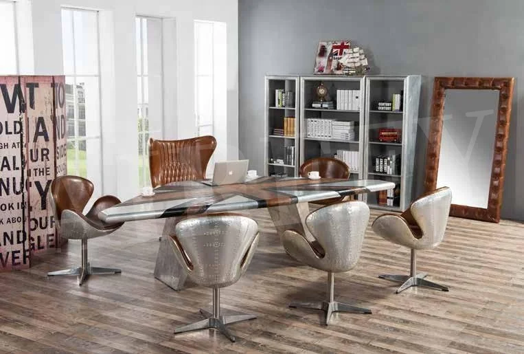 AIRFFY Retro Brown Arne Jacobsen Night Club Chairs Leather Swivel Leisure Chairs Lounge Vintage Aviator Leather Club Chair