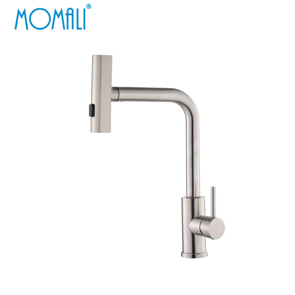 Momali 360 degree color stainless steel sus 304 commercial pull out pull-out kitchen faucet for sink