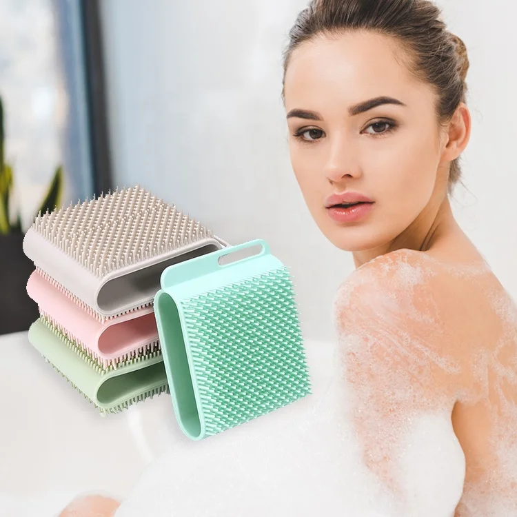 OEM ODM 9X7X3.5cm body scribbles bristle cow custom logo wooden exfoliating silicone bath wholesale dry silicone body brush