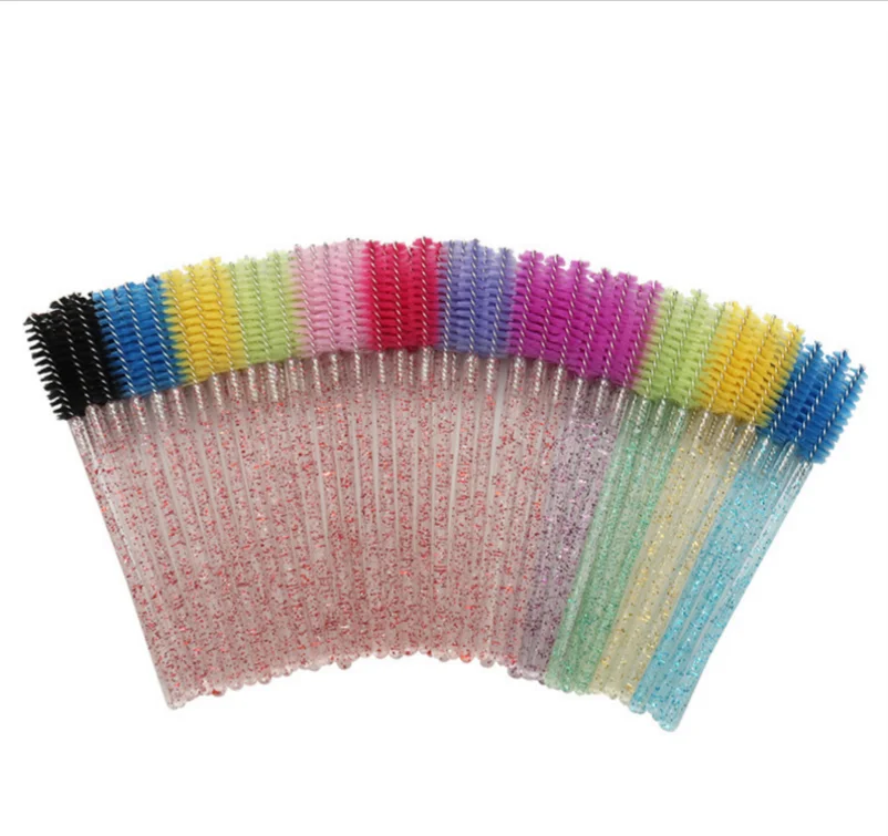 Custom 50 Pcs/Bag Lash Wholesale Disposable Mascara Wand clear handle pink eyelash glue brush cleaning lash wands eyelash brush