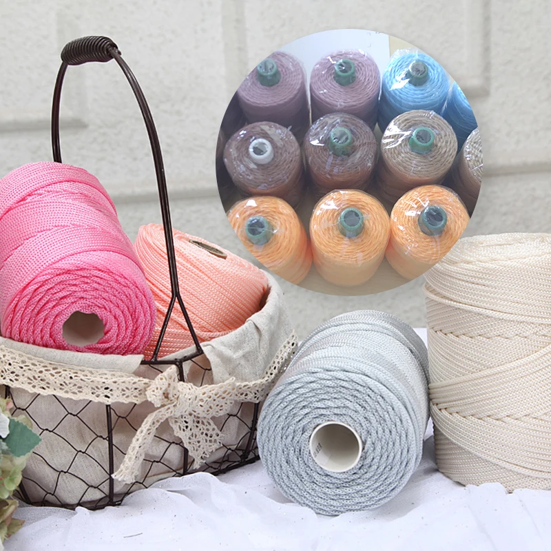 High quality 3mm thick 240g/roll fancy yarns wholesale custom colors knit crochet nylon yarn for hand knitting