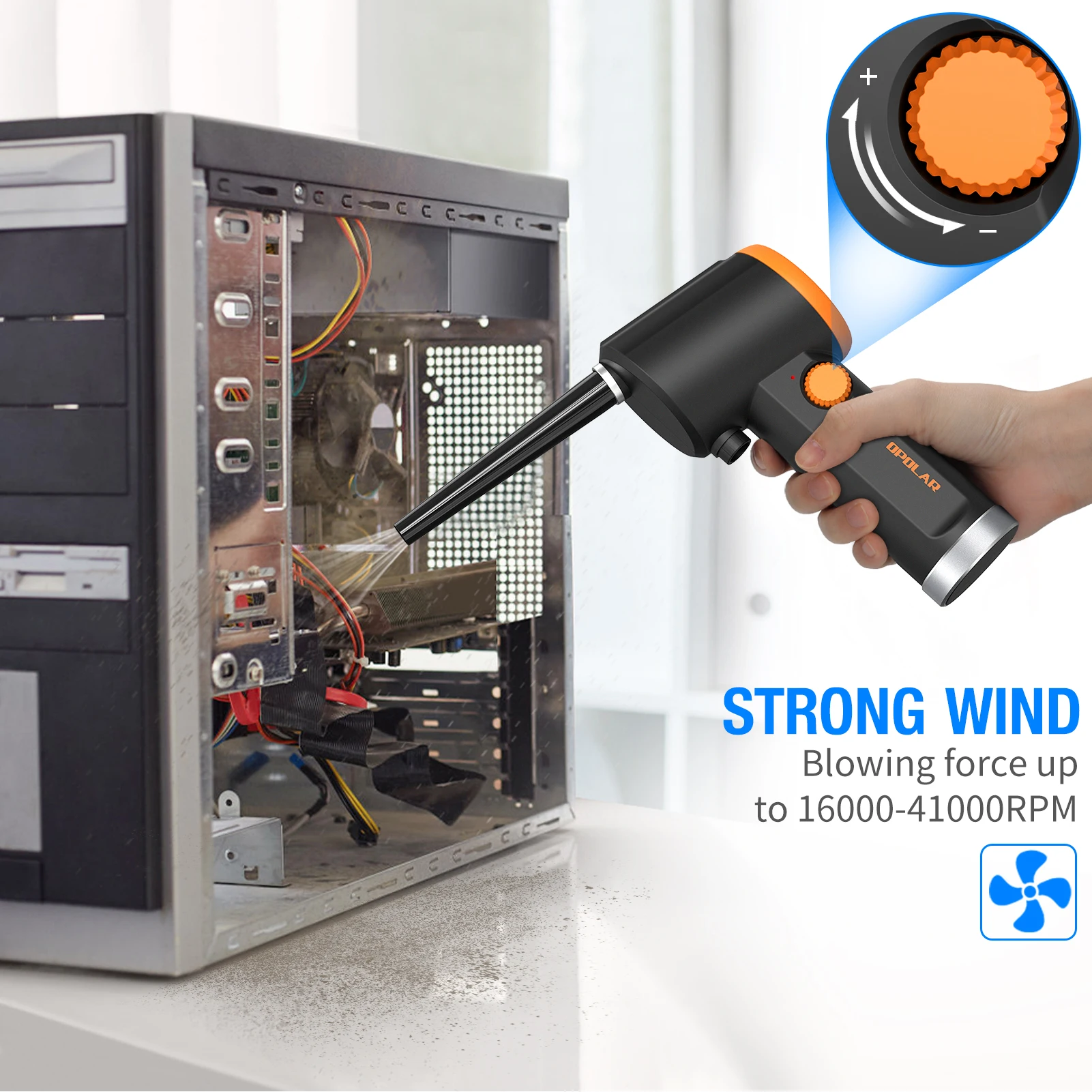 OPOLAR Car Keyboard Electric Computer Duster Blower Portable Air Duster Rechargeable Wireless Compressed Cordless Air Duster