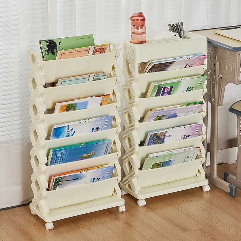 school textbook comic book Snack toys with wheels handle book storage organizer display shelf rack holders kitchen cabinet with