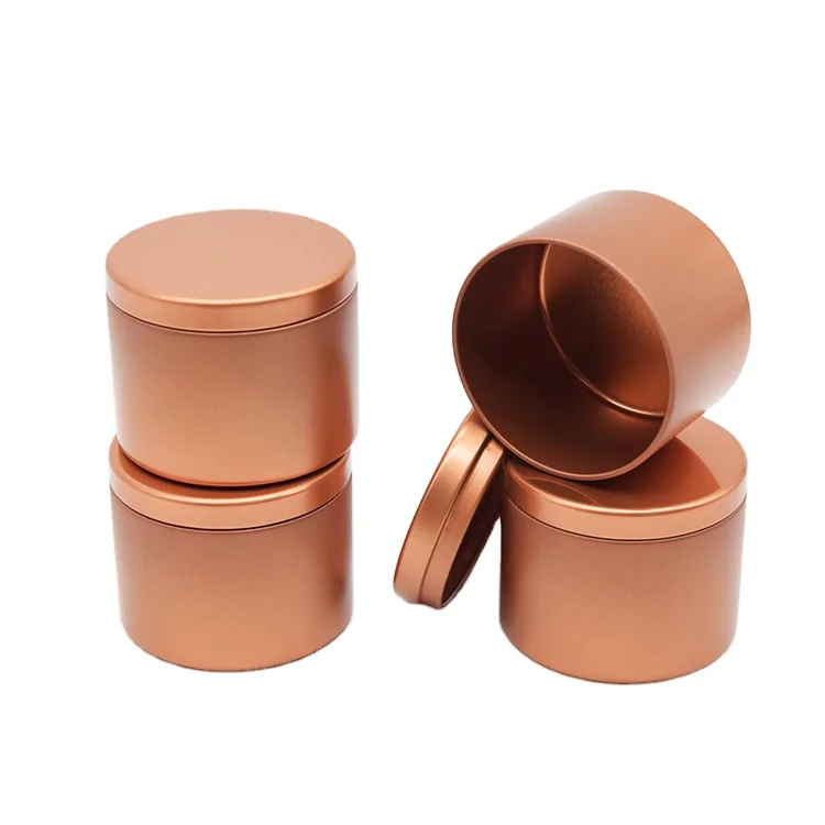 Premium Empty 4oz Seamless Jar Rose Gold Round Metal Tin Cans for Candles