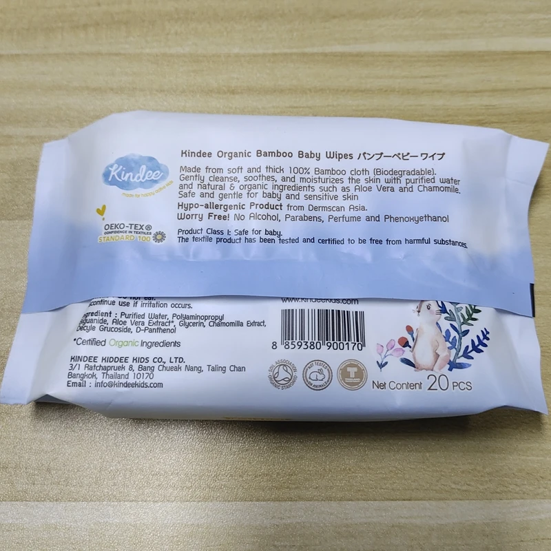 20pcs customized biodegradable bamboo unscented hand mouth cleaning baby soft water wet wipes mother care body toilet flushable