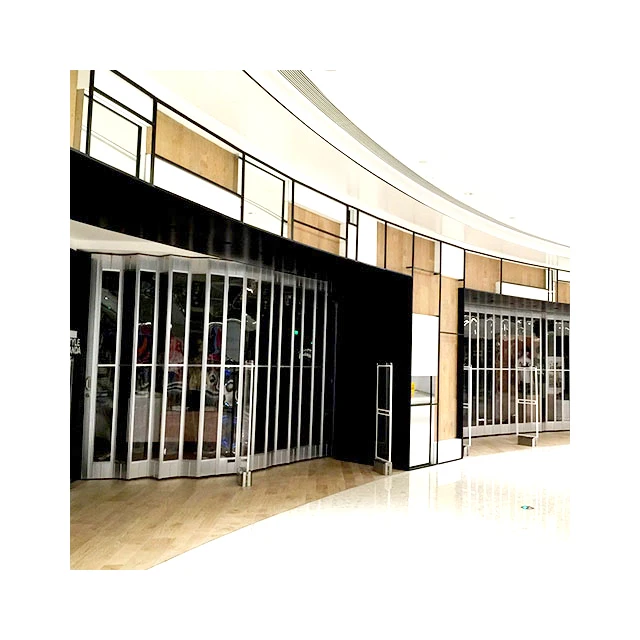 Elegant transparent PC aluminium curved folding door polycarbonate crystal plexiglass sliding door