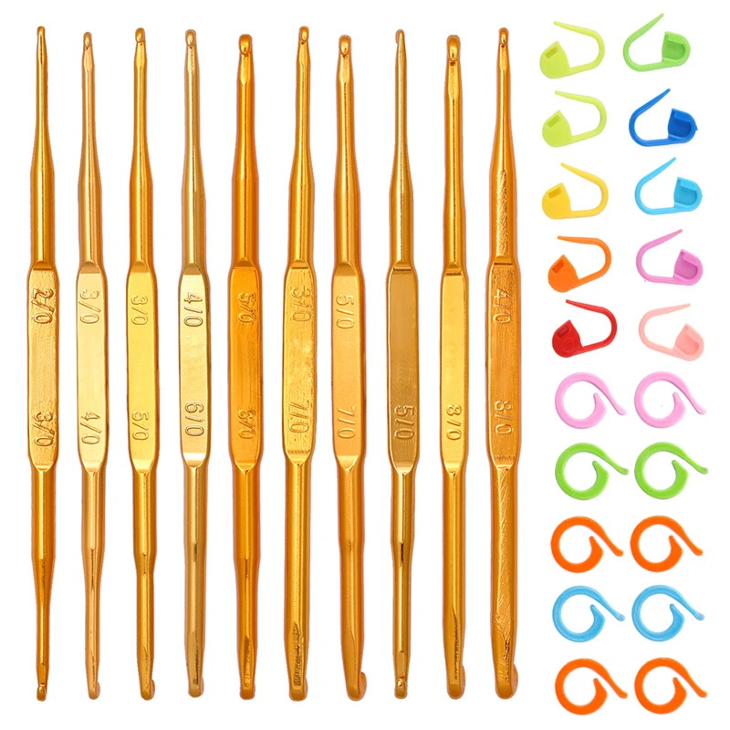 MGZ-130 Stainless Steel Gold Knitting Needles Set Crochet Hook Set For Craft Yarn Needlework