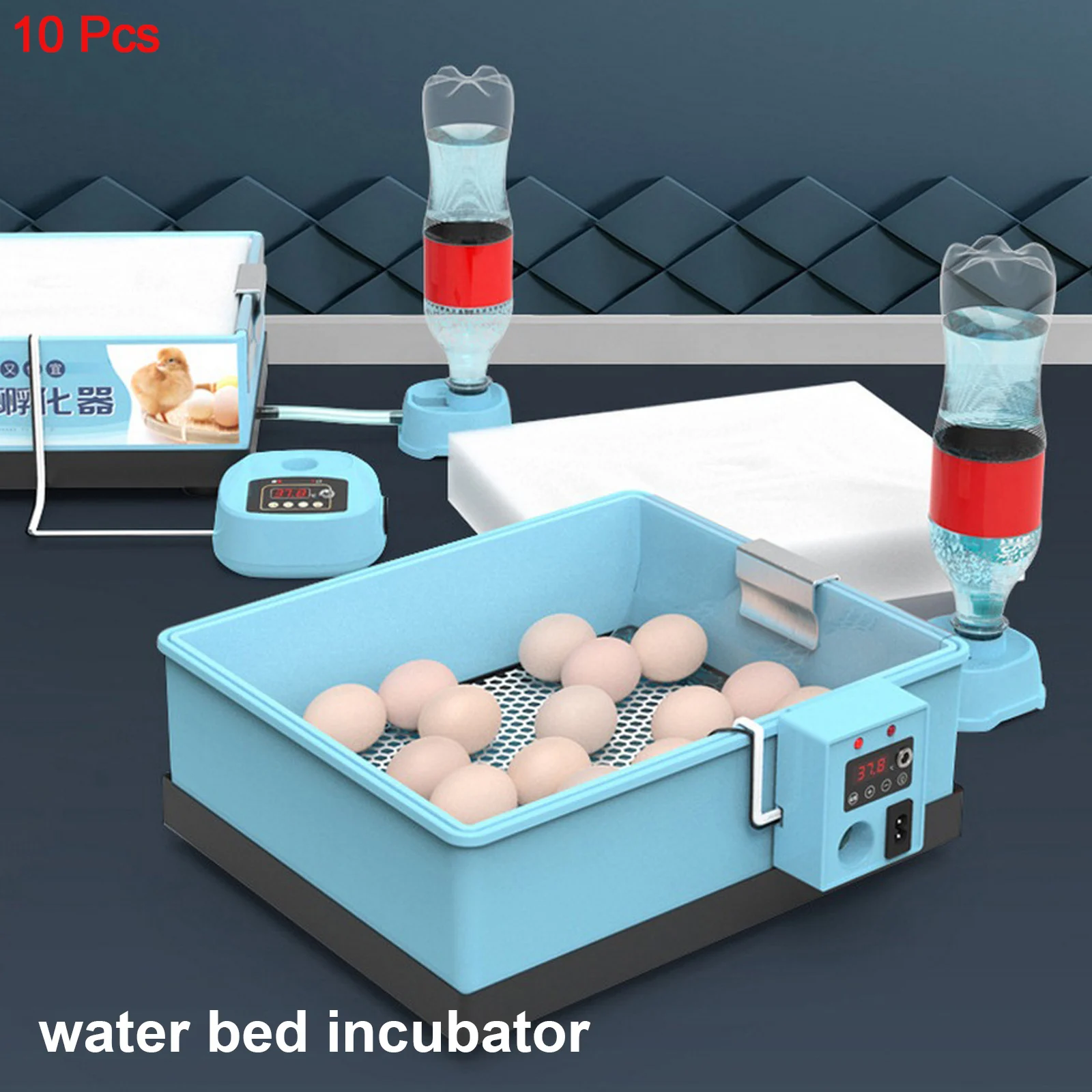 IIncubator for 10PCS Eggs Manual Flip Turning Brooder Chicken Quail 98%Hatching Rate Dual Power Supply Mini Incubator