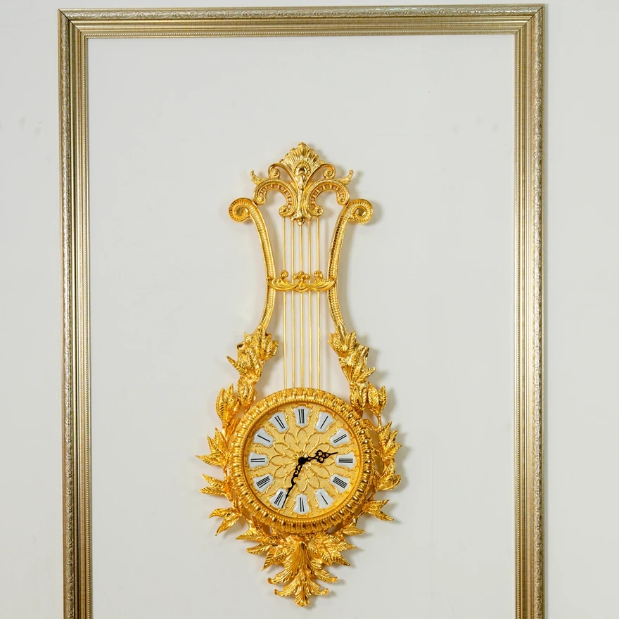 European Gold-Plated Copper Crystal Wall Clock Home Stereo Wall Clock, Silent Family Hotel Wall Clock