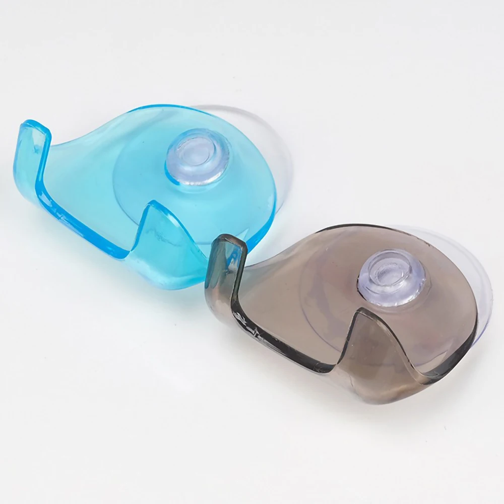 Clear Blue Plastic Bathroom Razor Holder Suction Cup Toothbrush Shaver Holder