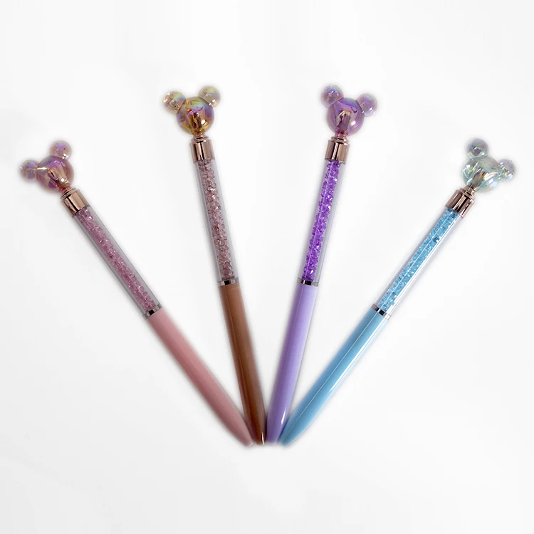 O&Q   Cartoon animal pens with custom LOGO crystal ball pen blue black  0.7mm promotion  for school stationery office supplier