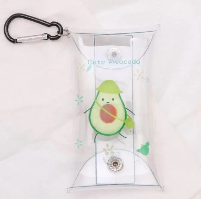 Cute Fruit Transparent Waterproof  Pencil Bags Coin Purse Wallet Pocket Bag Keychain Earphone Bag