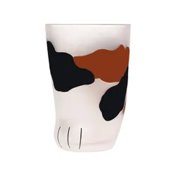 300ml Cute Cat Claw Frosted Glass Cup Kid Glass Tumbler for Kitty Lovers Gift Milk Water Juice Drinking