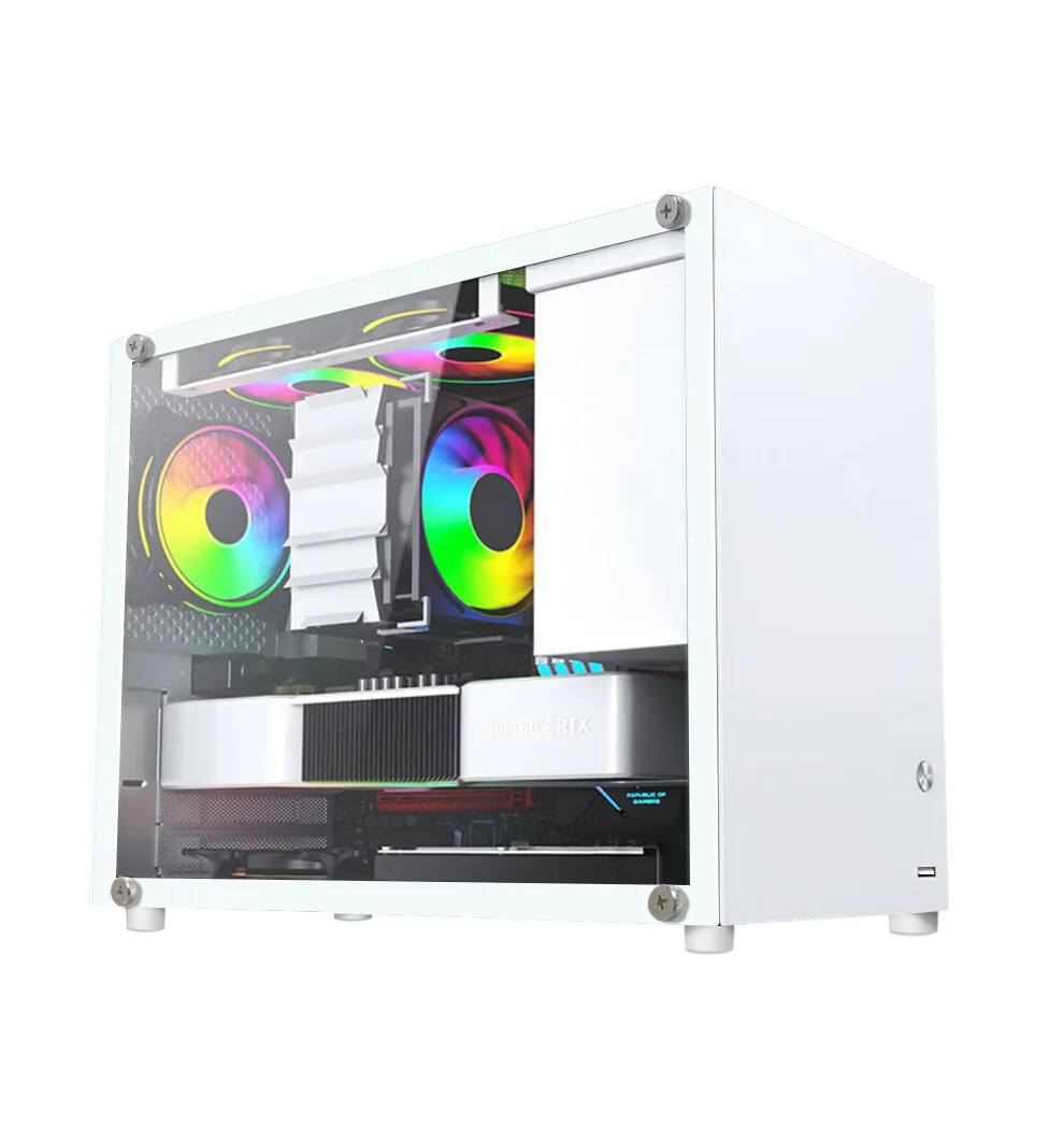 M-ATX case Glass side transparent computer desktop portable desktop support m-atx motherboard support SFX and ATX PSU