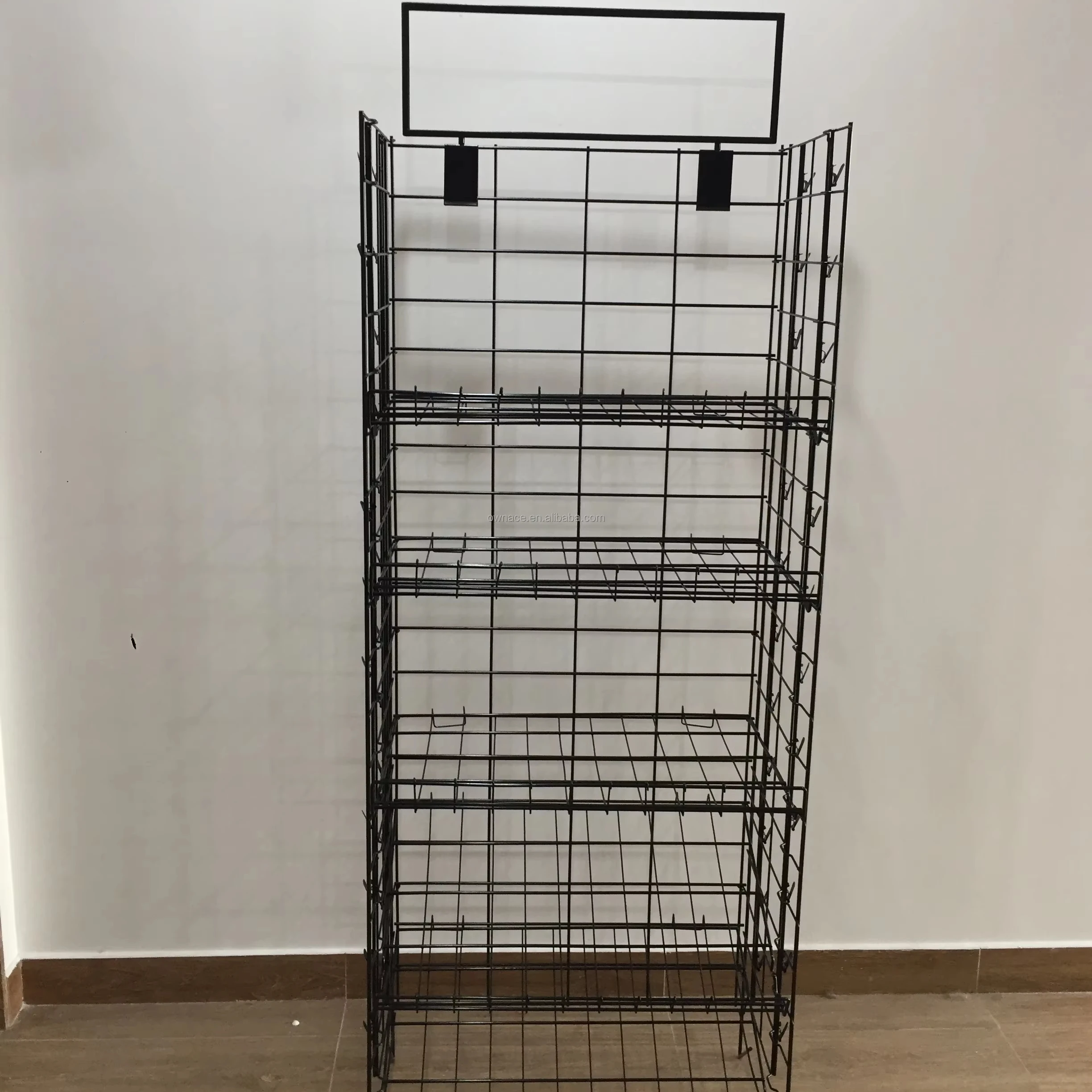 Owance Steel Frame Display Racks Wire display rack Wire Metal wall rack Decorative Wall Mounted Shelves