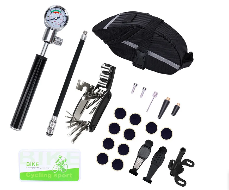 Самый продаваемый в 2021 году набор для ремонта велосипедов насос шин гаечный ключ сумка горного велосипеда китайский