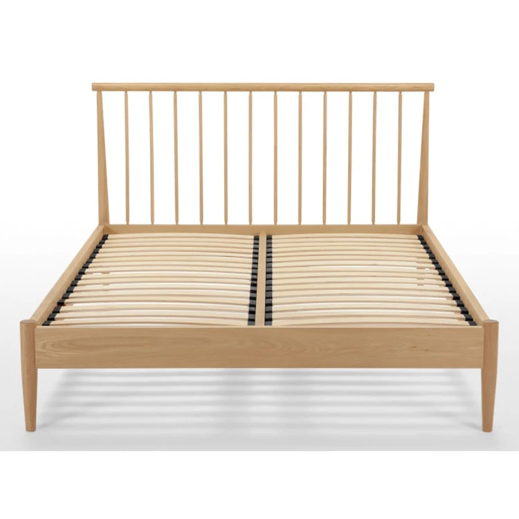 Easy Assembly White Oak Veneer Modern Bed Room Furniture Luxury Bed Sturdy Solid White Oak Wooden Beds